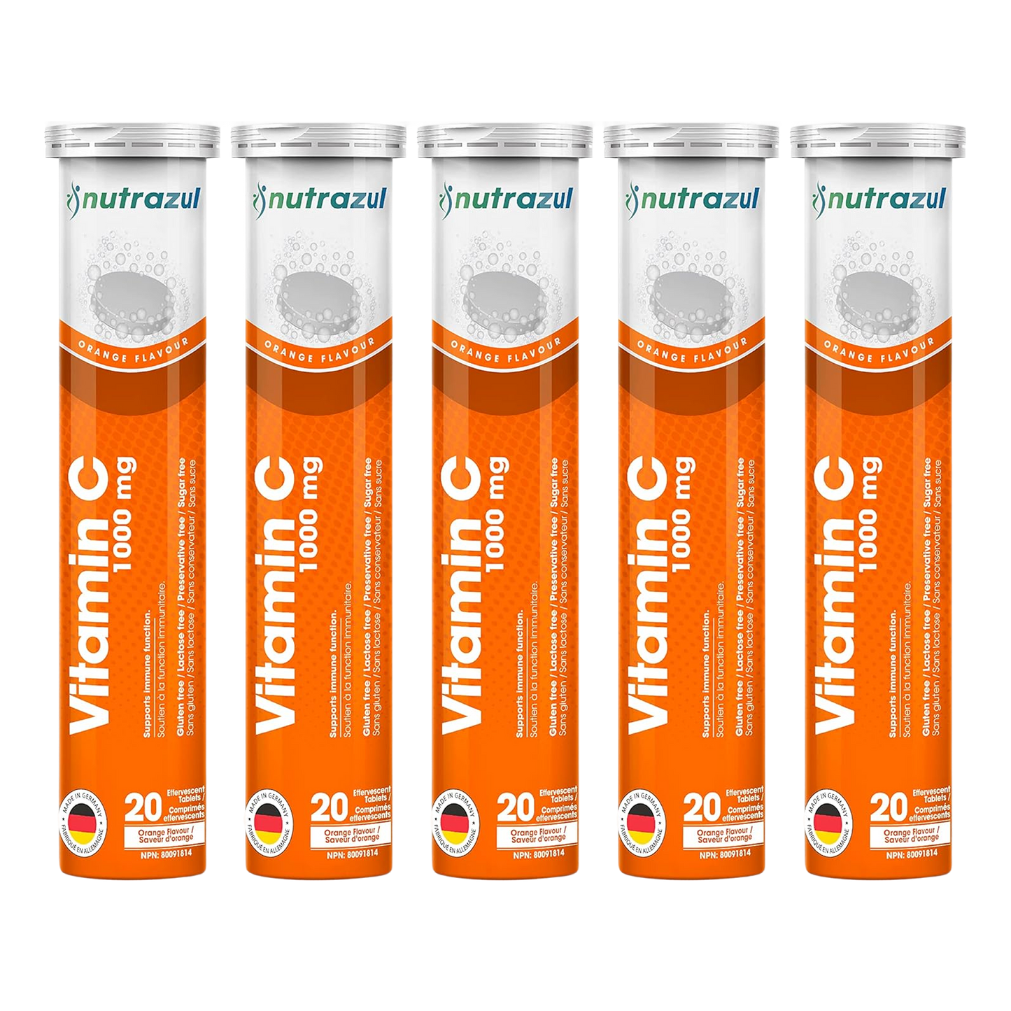 Nutrazul Vitamin C 1000mg Effervescent Tablets - Orange (Pack of 5 X 20)