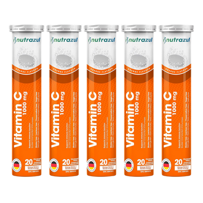 Nutrazul Vitamin C 1000mg Effervescent Tablets - Orange (Pack of 5 X 20)