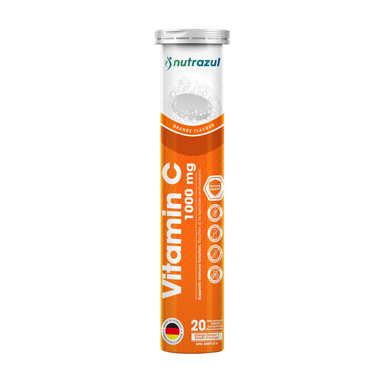 Comprimés effervescents Nutrazul Vitamine C 1000 mg - Orange (paquet de 5 x 20)