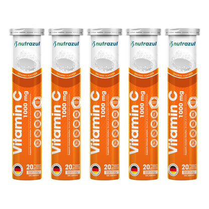 Nutrazul Vitamin C 1000mg Effervescent Tablets - Orange (Pack of 5 X 20)