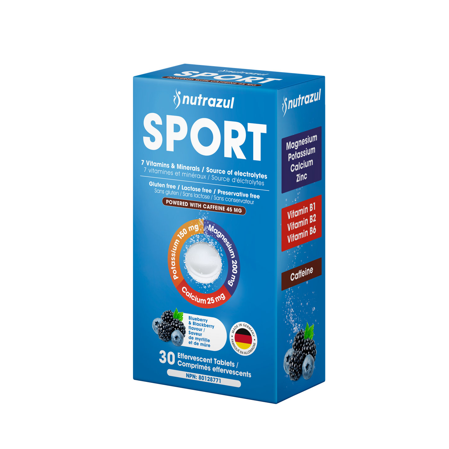 Nutrazul SPORT | Electrolyte & Energy Support with Caffeine |Magnesium, Potassium & Zinc