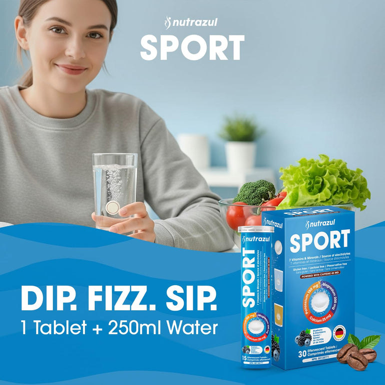 Nutrazul SPORT | Soutien électrolytique et énergétique avec caféine | Magnésium, potassium et zinc