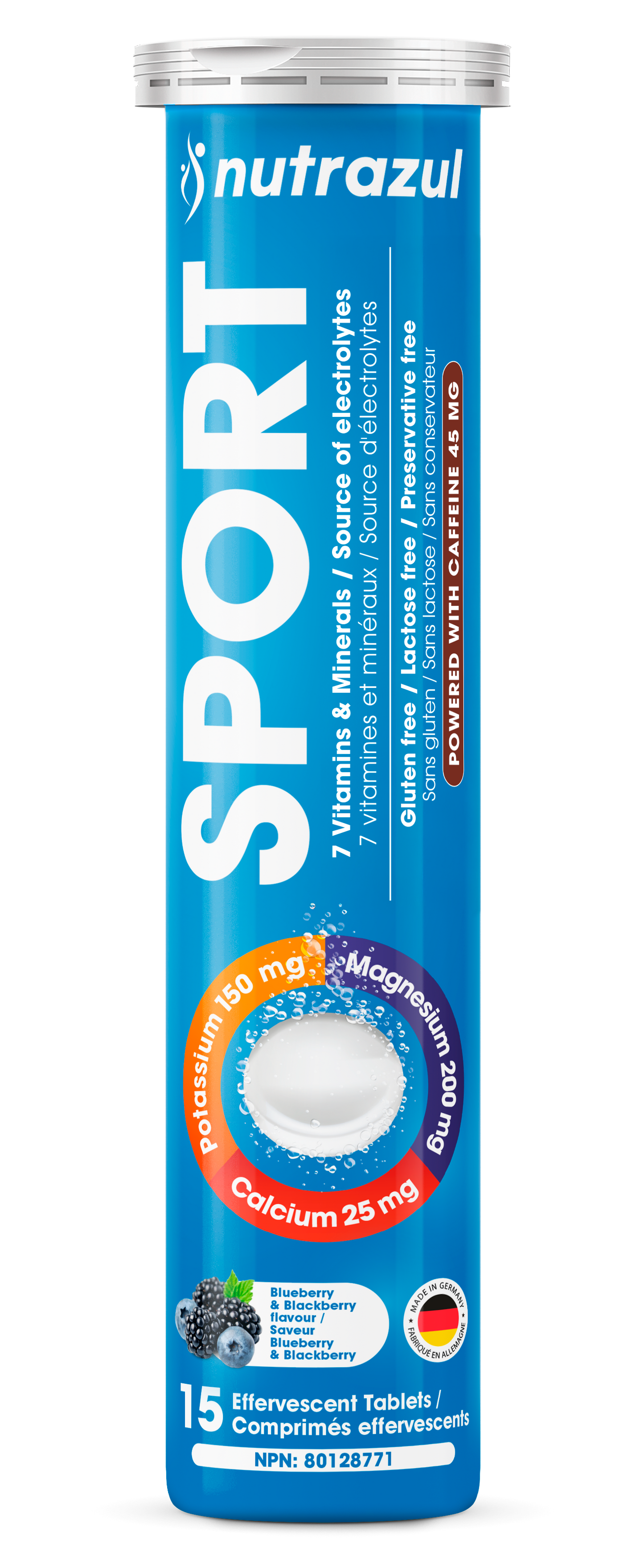 Nutrazul SPORT | Electrolyte & Energy Support with Caffeine |Magnesium, Potassium & Zinc