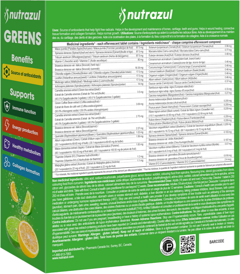 Nutrazul® GREENS Effervescent Tablets | Antioxidants & Nutrient Support