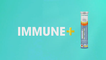 Nutrazul Immune+ Effervescent Tablets, Vitamin C and Zinc with Vitamin E - 150 mg - 20 Tablets - Flavour Orange